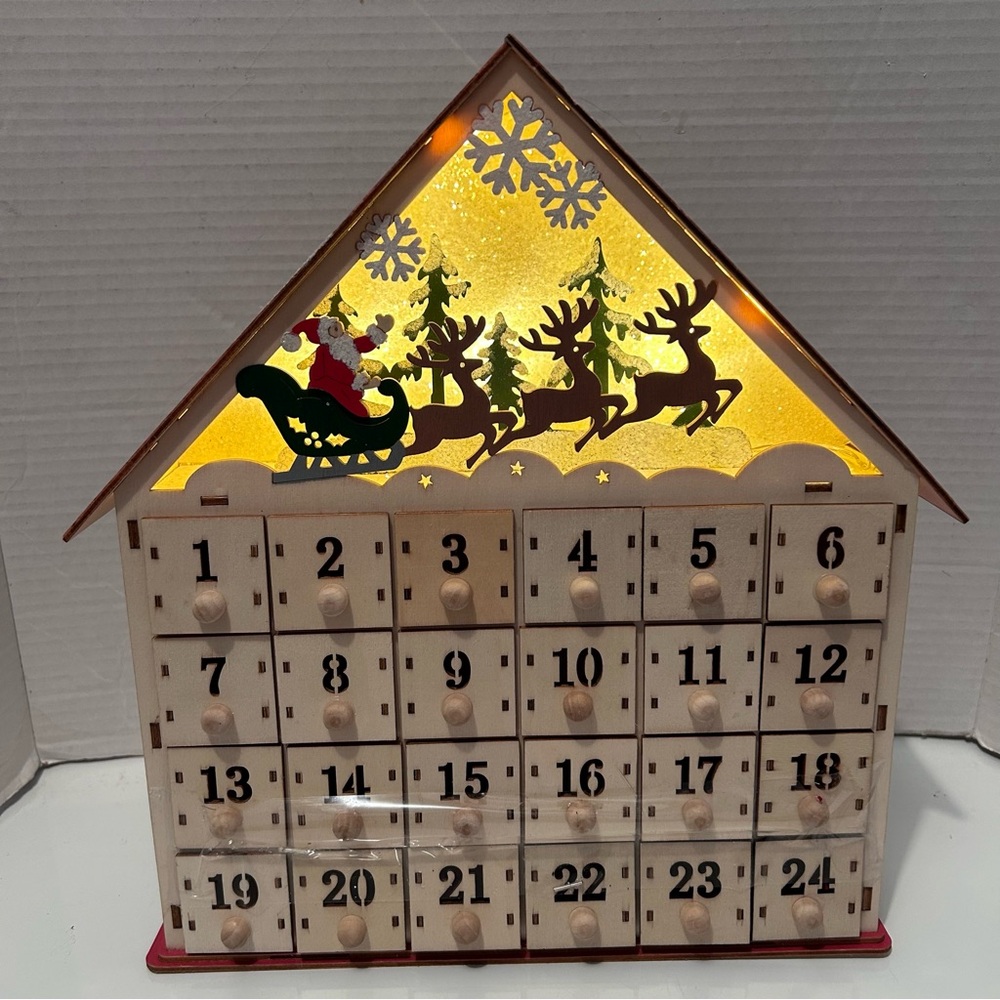 Joiedomi Christmas LED Wooden Advent Calendar with 24 Drawers